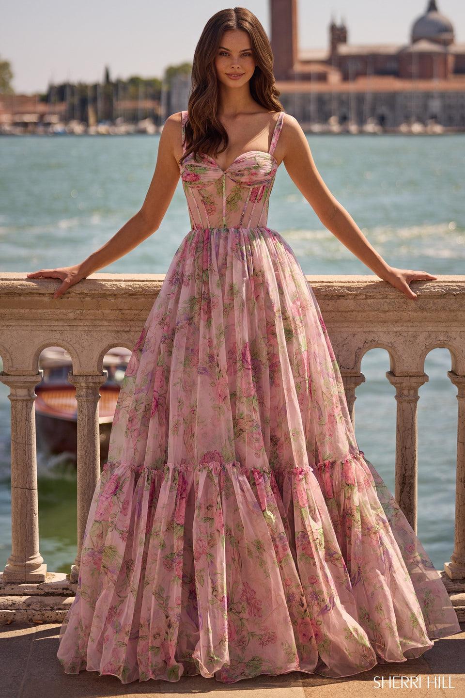 Sherri Hill Floral A-line Gown