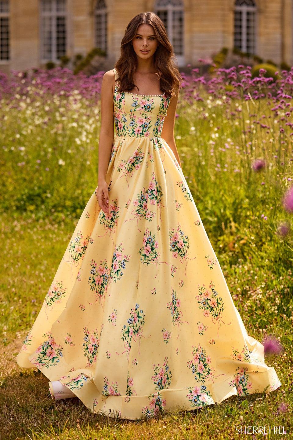 Sherri Hill Floral A-line Gown