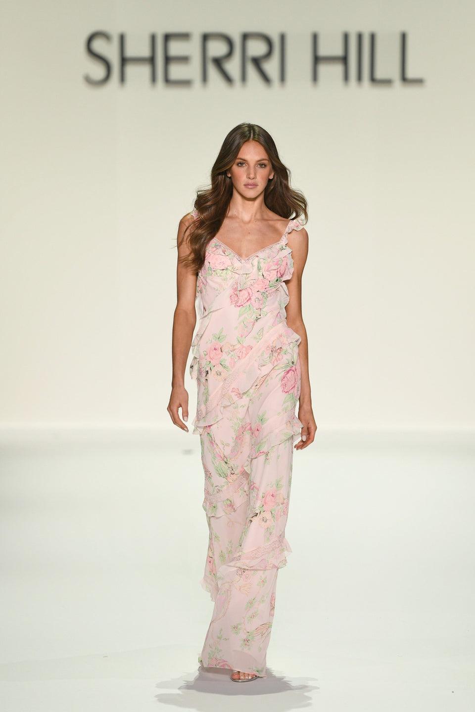 Sherri Hill Floral Gown With Lace Details