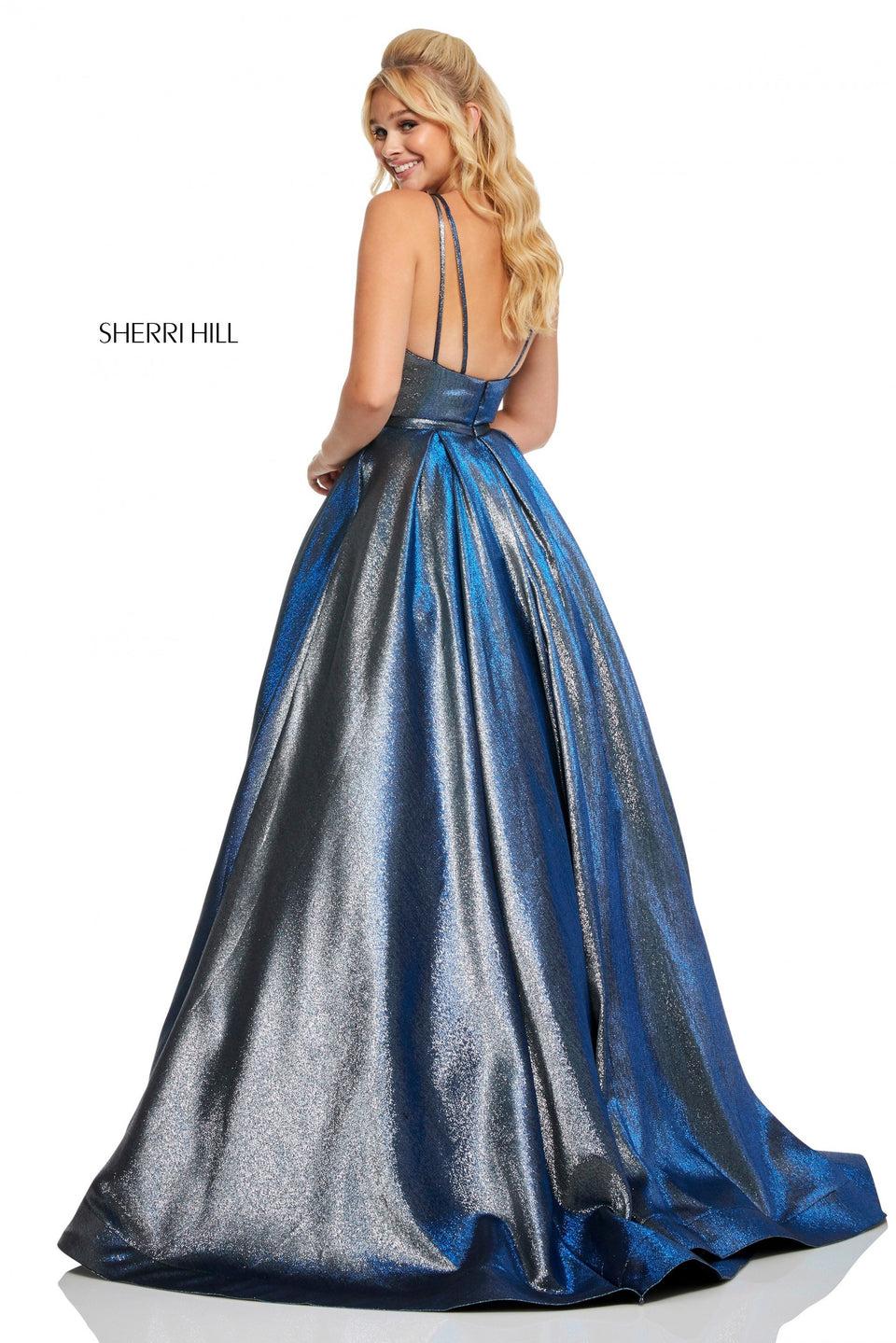 Sherri Hill Glitter V-neck Ball Gown