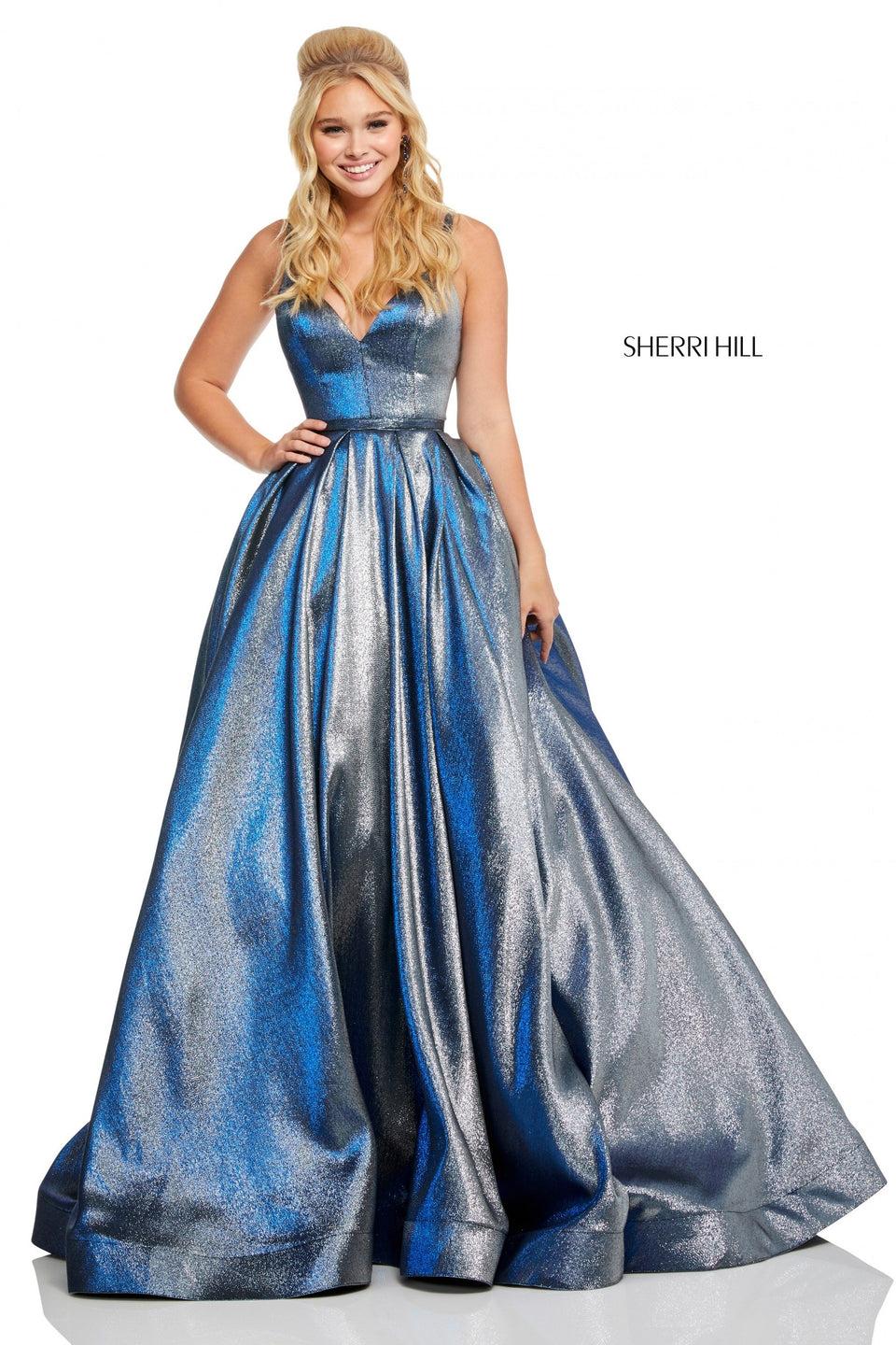Sherri Hill Glitter V-neck Ball Gown