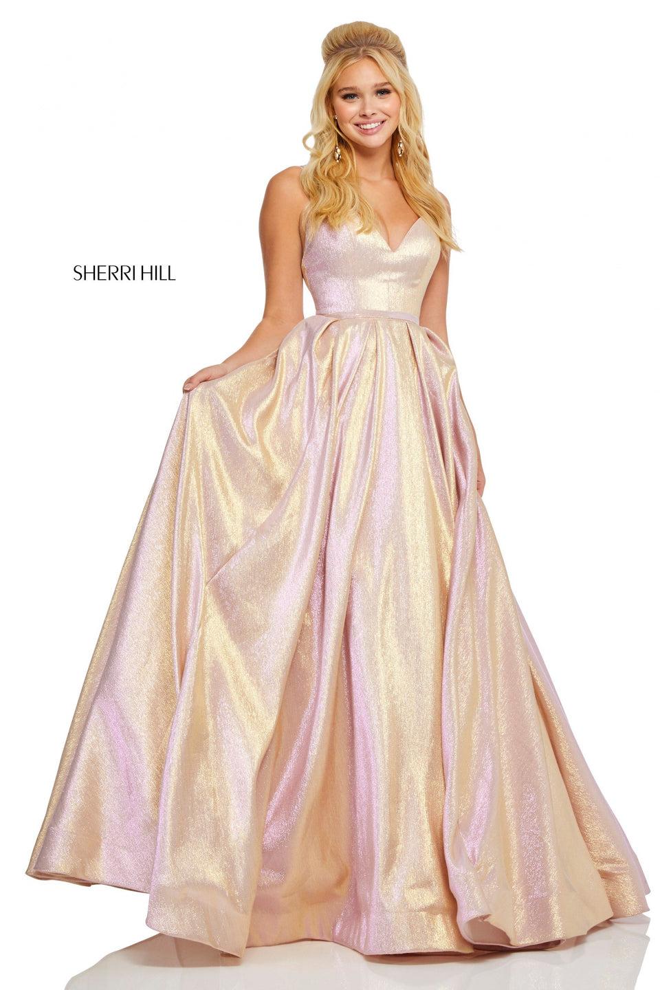 sherri hill Glitter V-neck ball gown