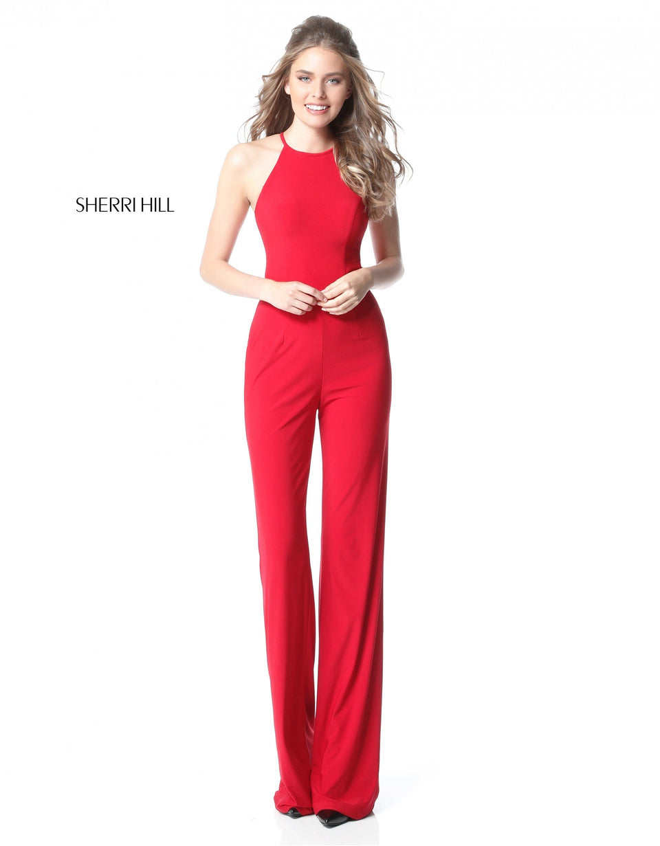 Sherri Hill Halter Neck Jumpsuit With Cut Out Back