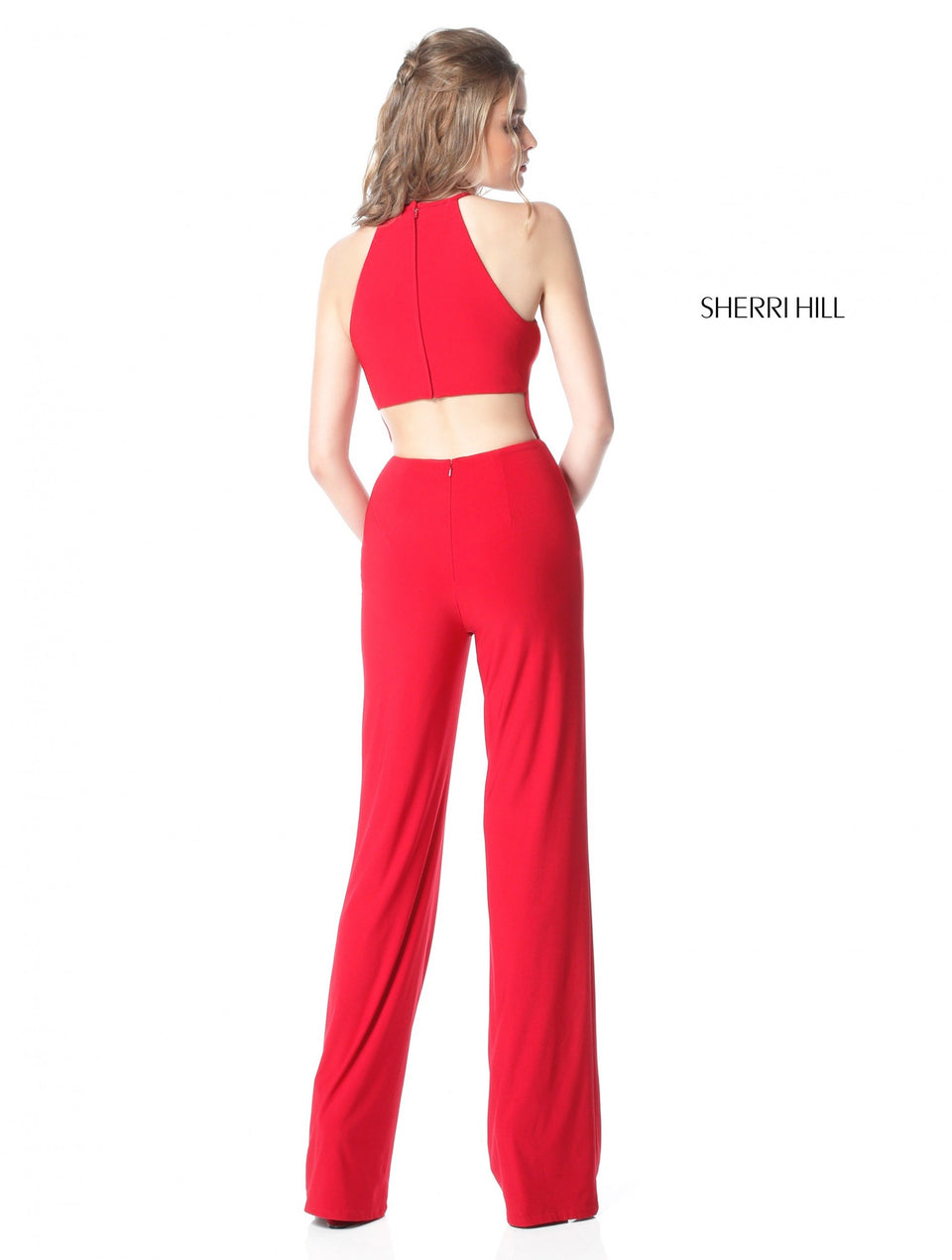 Sherri Hill Halter Neck Jumpsuit With Cut Out Back
