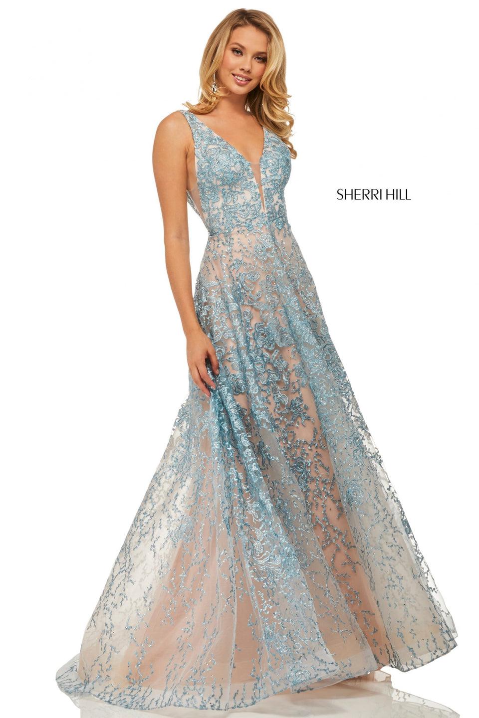 Sherri Hill Lace Ball Gown With A V-neck Bodice