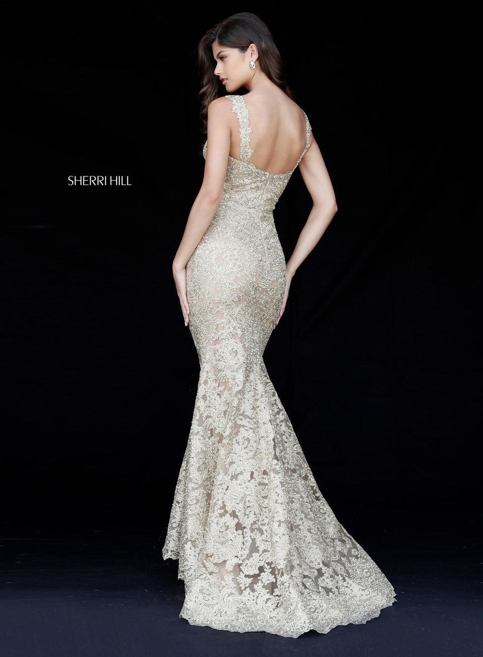 Sherri Hill Lace Mermaid With V Neck Bodice