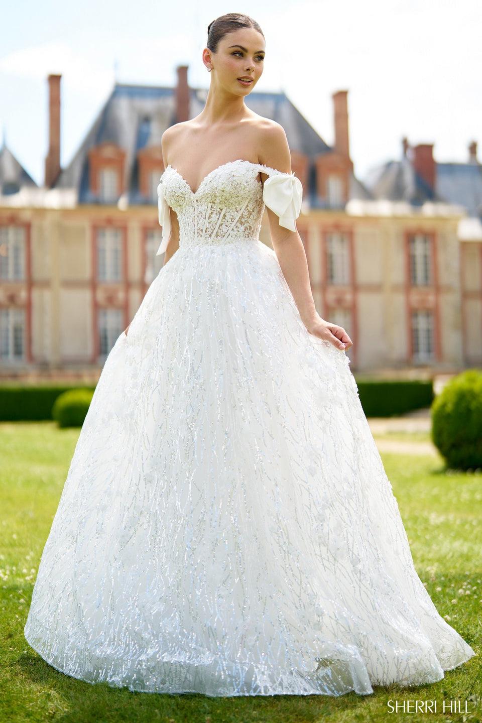 Sherri Hill Off The Shoulder Sequin Lace Ballgown