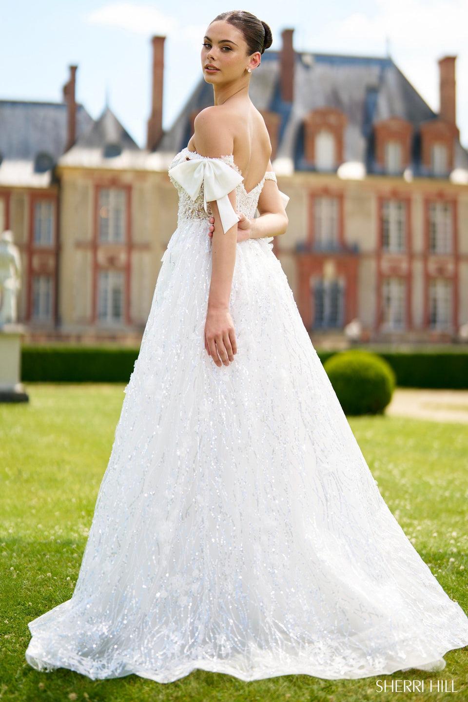 Sherri Hill Off The Shoulder Sequin Lace Ballgown