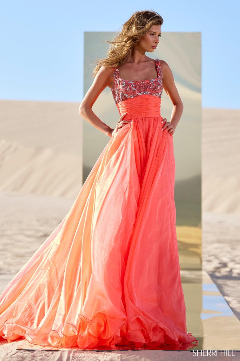 sherri hill Organza ball gown with beaded bodice