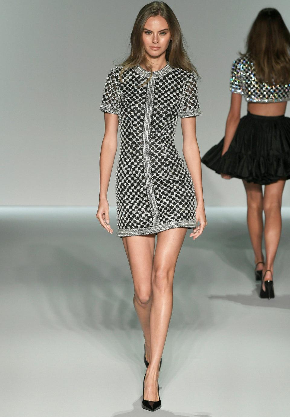 Sherri Hill Pearl Beaded Velvet Cocktail Gown