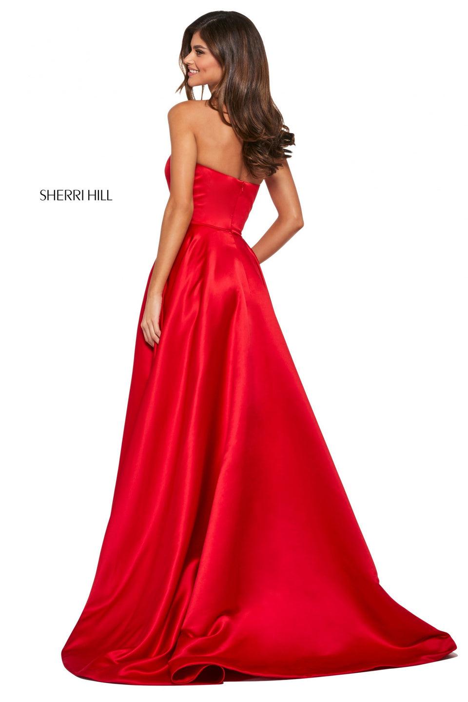 Sherri Hill Satin A-line With Strapless Neckline