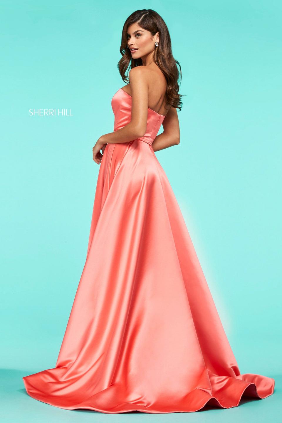 Sherri Hill Satin A-line With Strapless Neckline