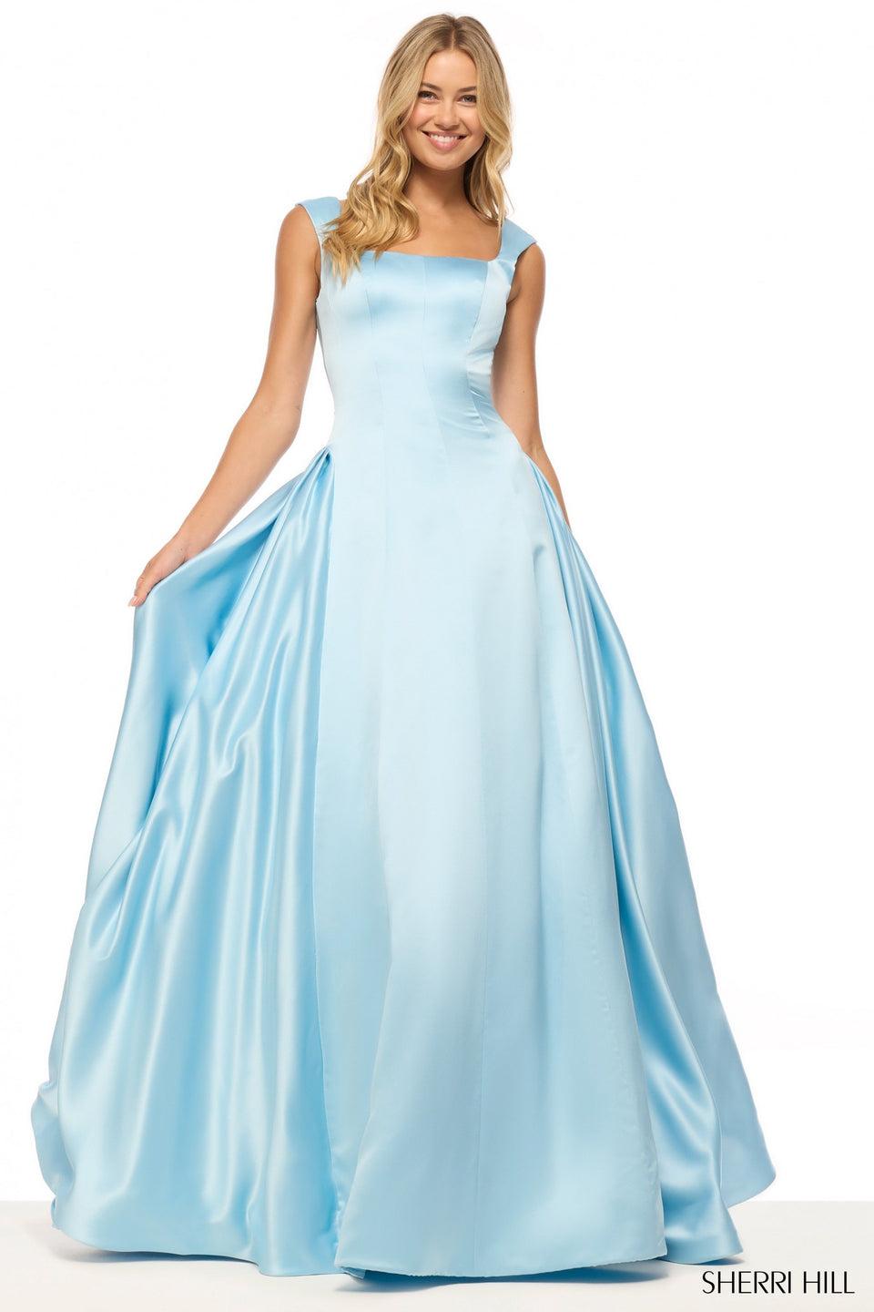 sherri hill Satin ballgown with cap sleeves