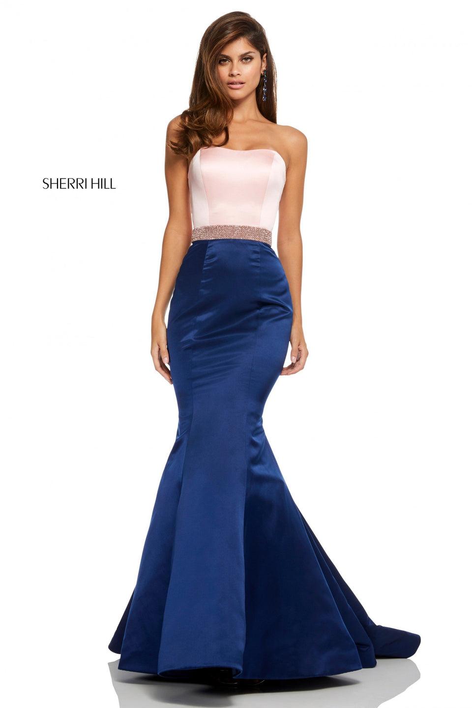 sherri hill Satin mermaid with a beaded waistband