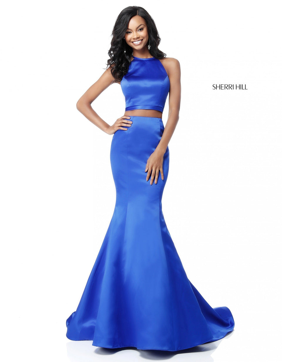 sherri hill Satin two piece mermaid