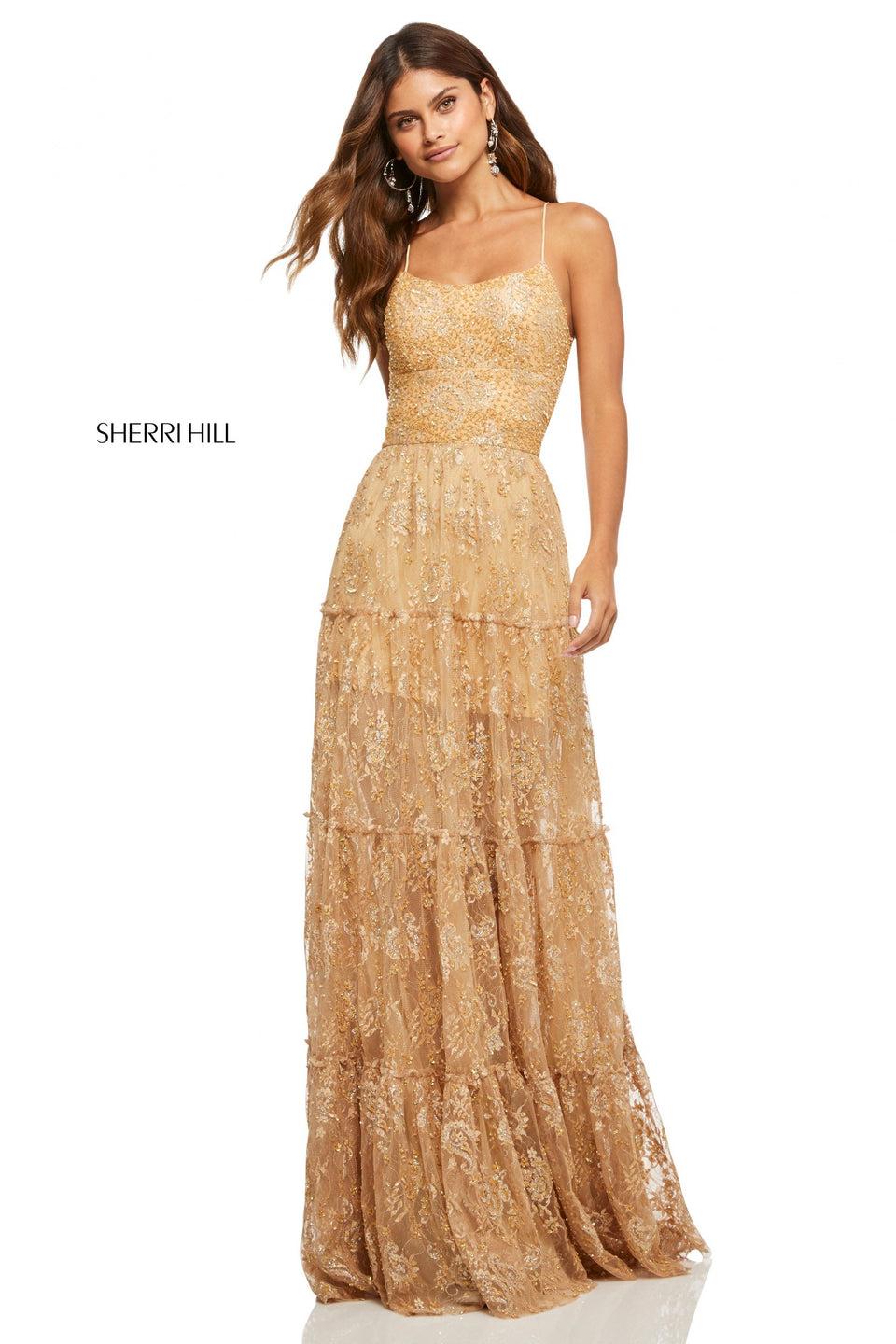 Sherri Hill Sequin Lace A-line With Lace Up Back