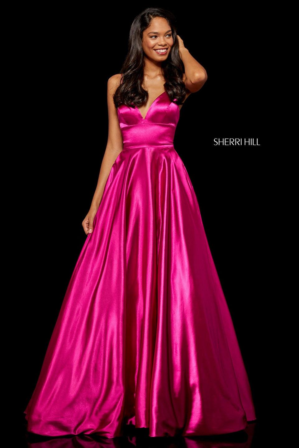 Sherri Hill Silk Charmeuse Gown With V-neck Bodice