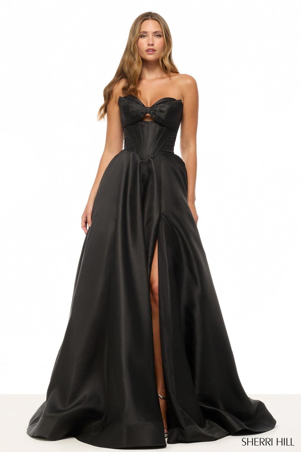 Sherri Hill Strapless A-line Gown With Skirt Slit