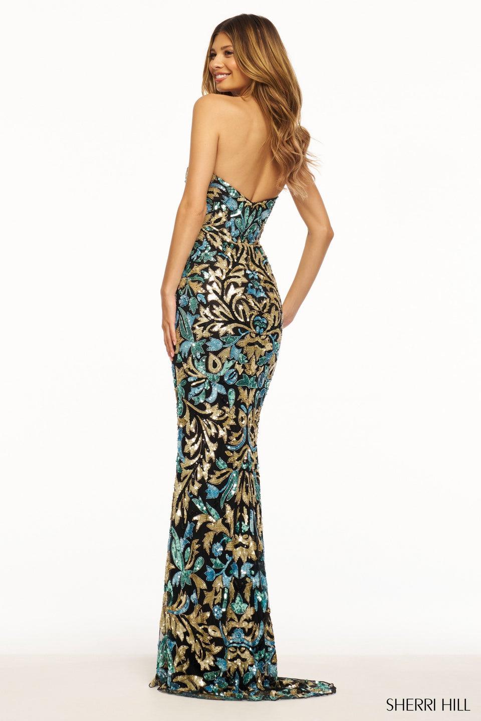 Sherri Hill Strapless Beaded Gown