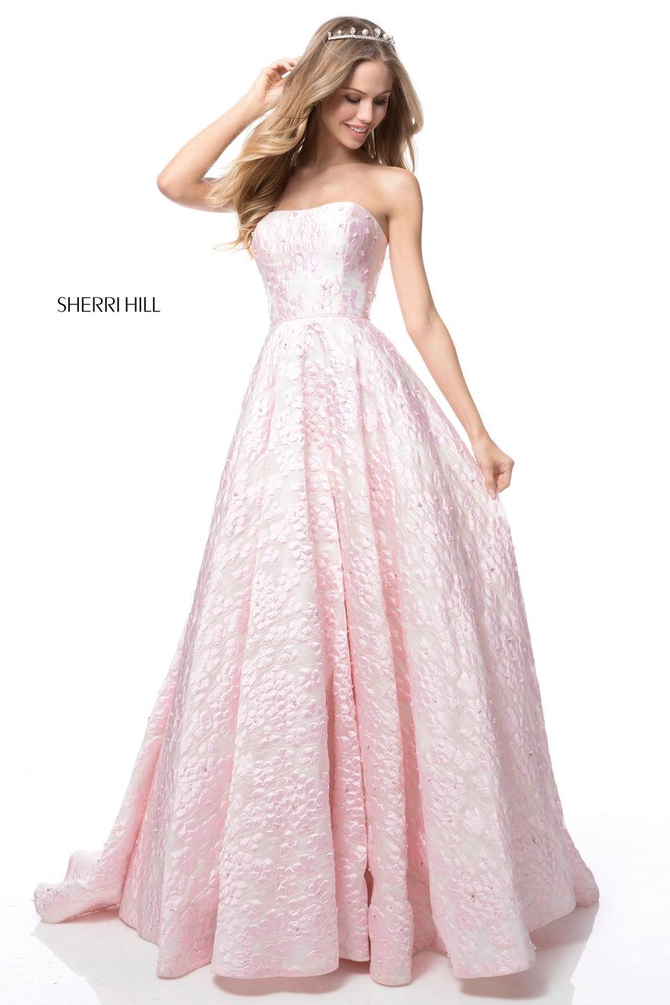 Sherri Hill Strapless Floral Ball Gown