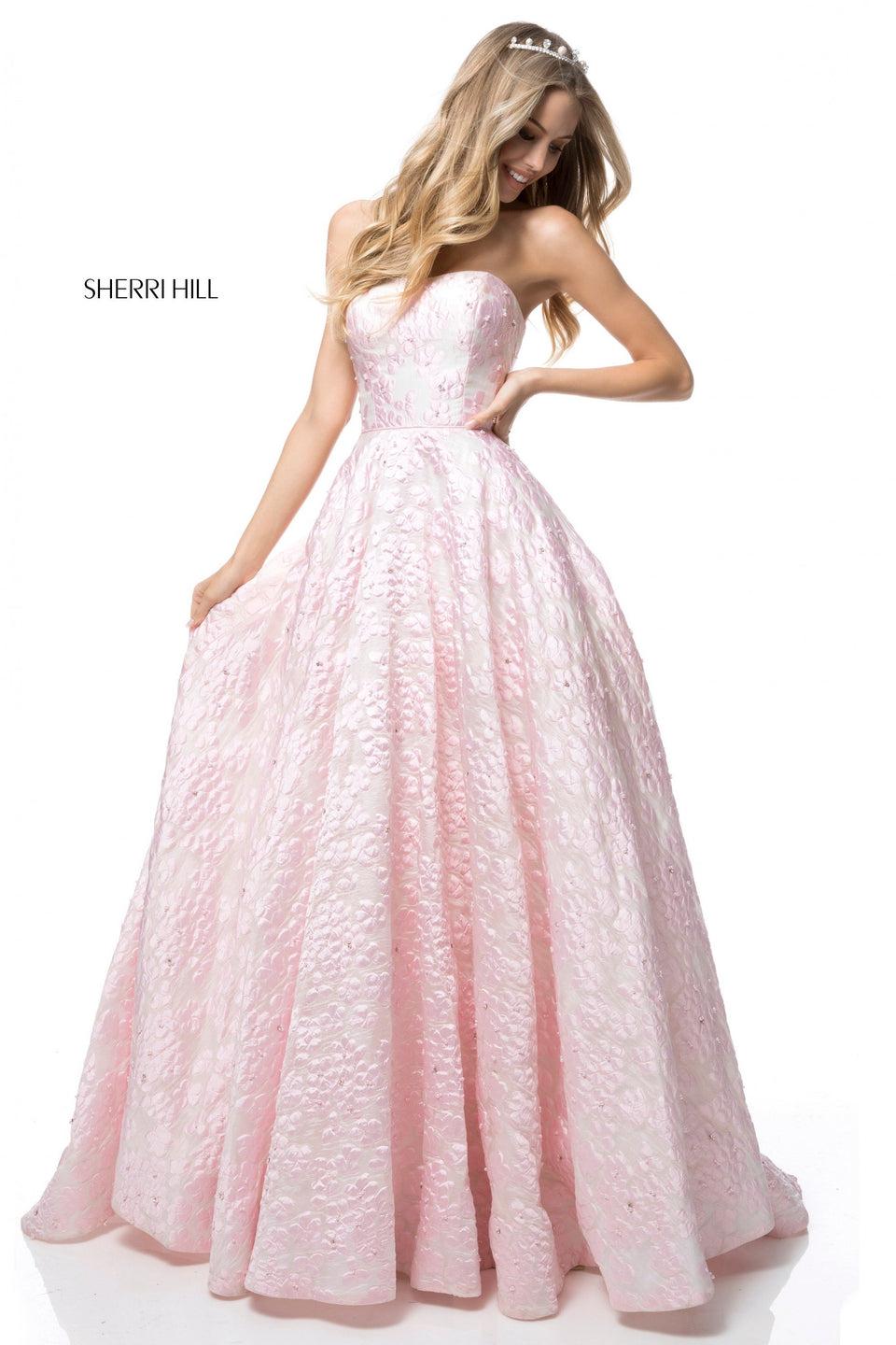 Sherri Hill Strapless Floral Ball Gown