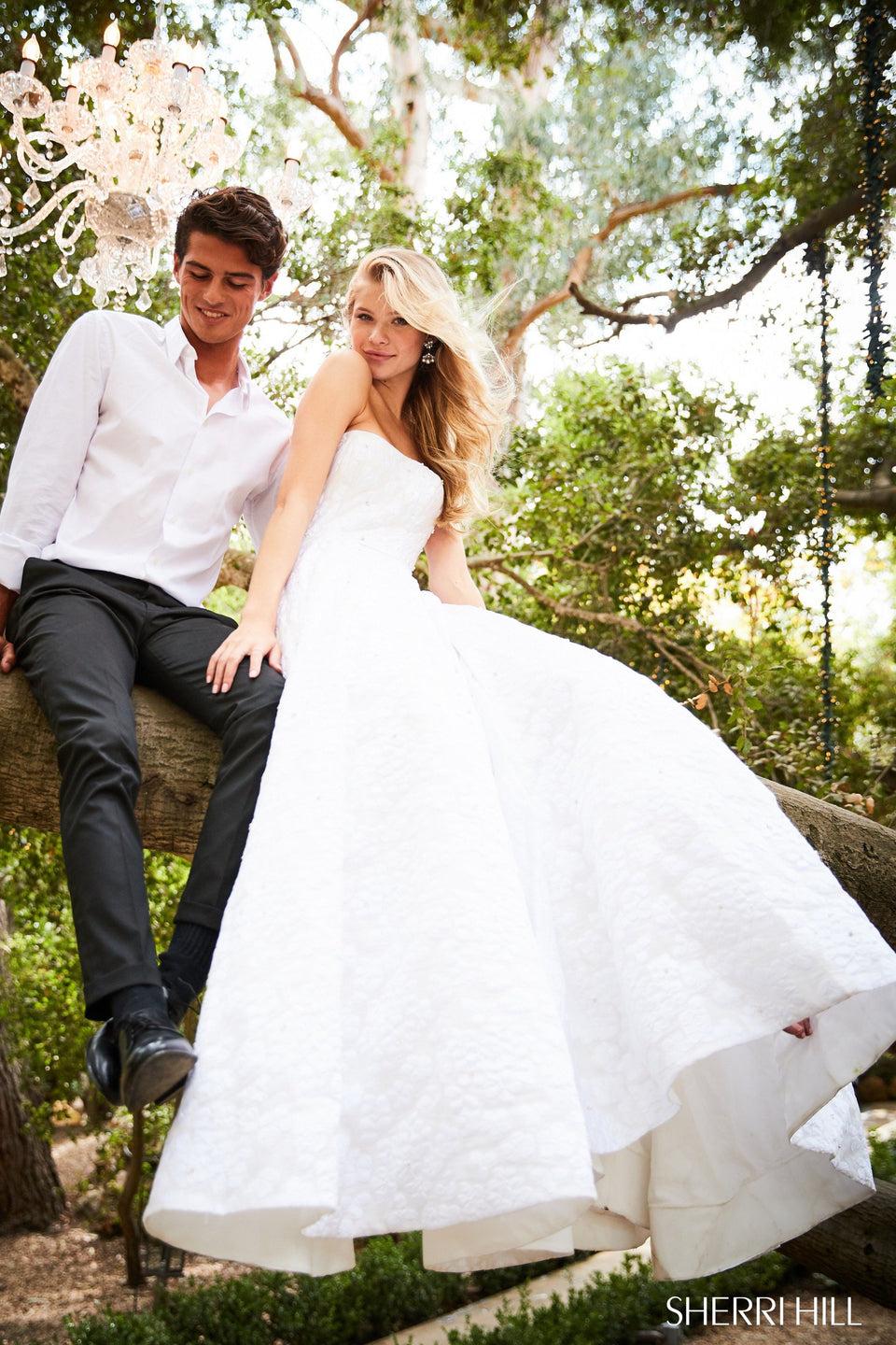 sherri hill Strapless floral ball gown