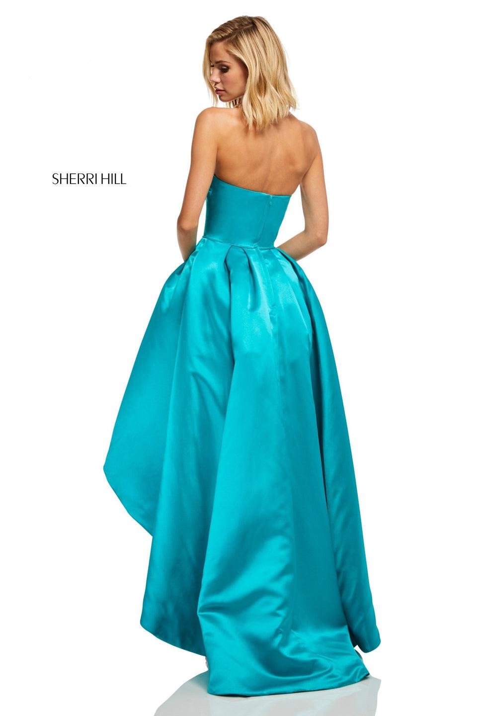 Sherri Hill Strapless Satin High-low Gown