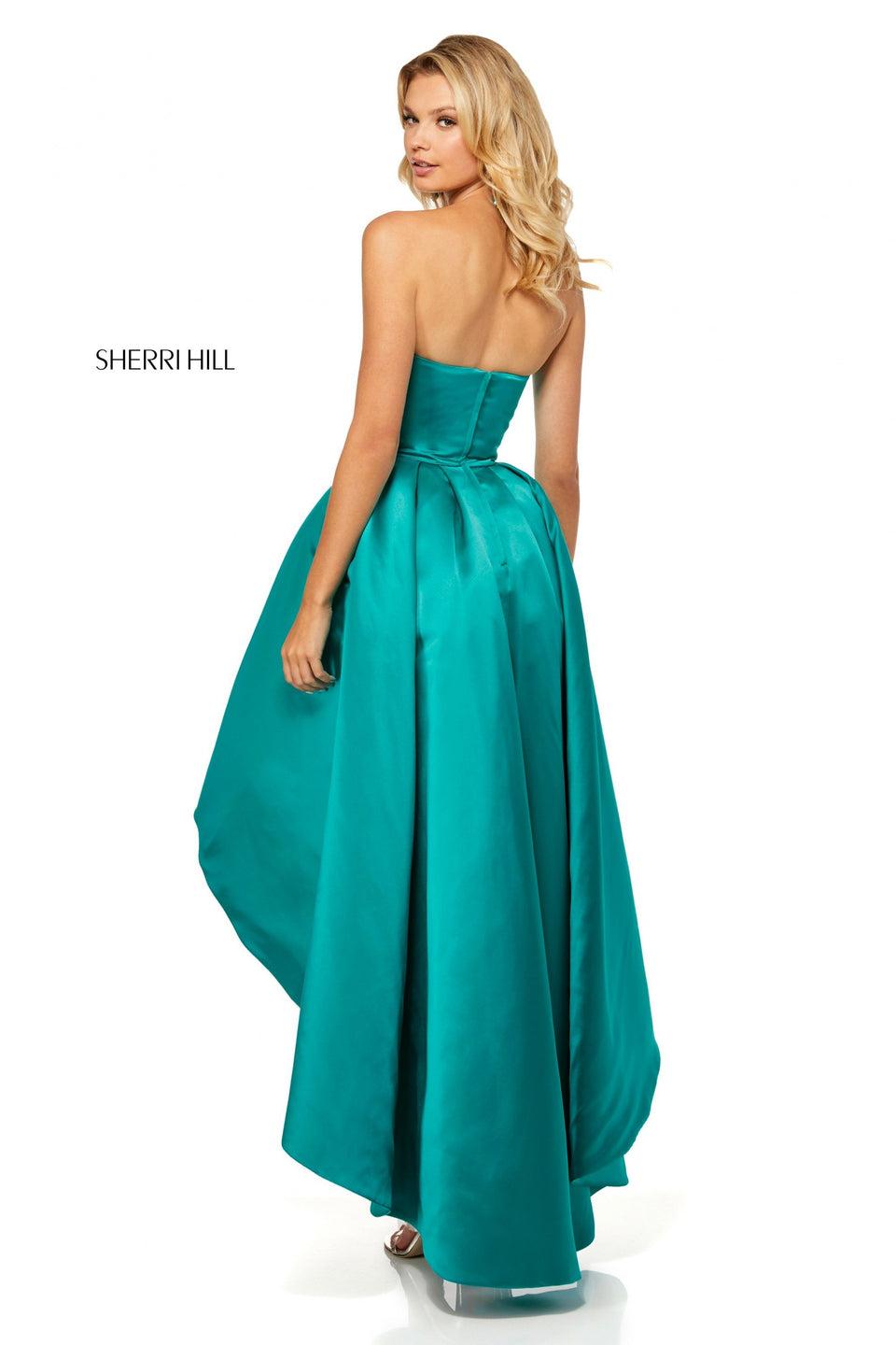 Sherri Hill Strapless Satin High-low Gown