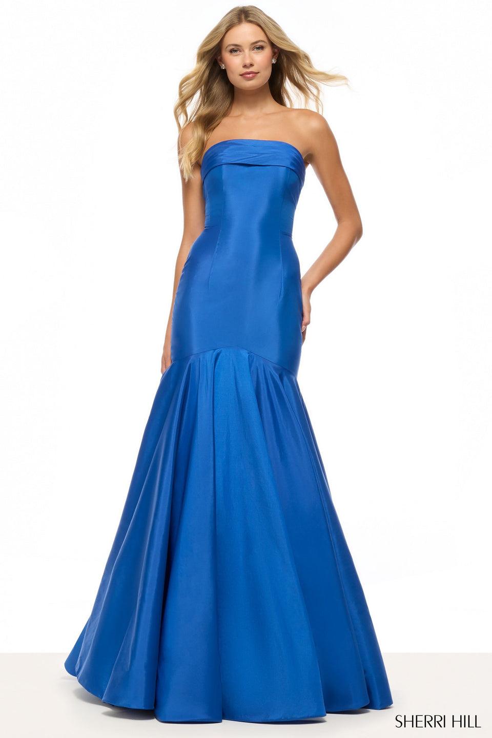 Sherri Hill Strapless Taffeta Mermaid Dress