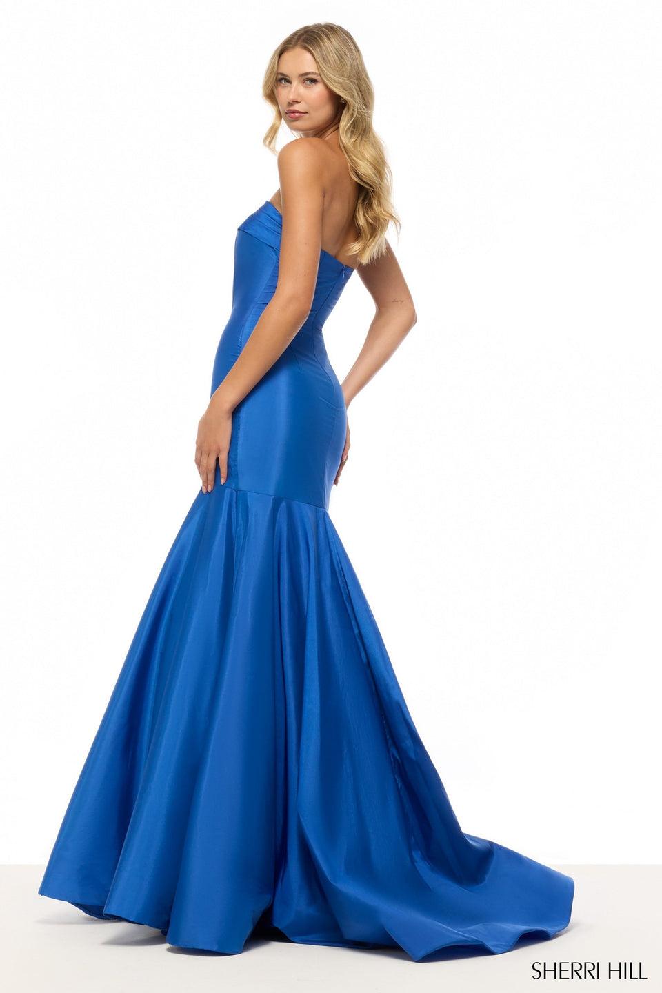 Sherri Hill Strapless Taffeta Mermaid Dress