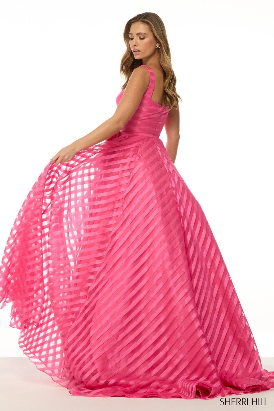 Sherri Hill Striped Organza Ballgown With Bow