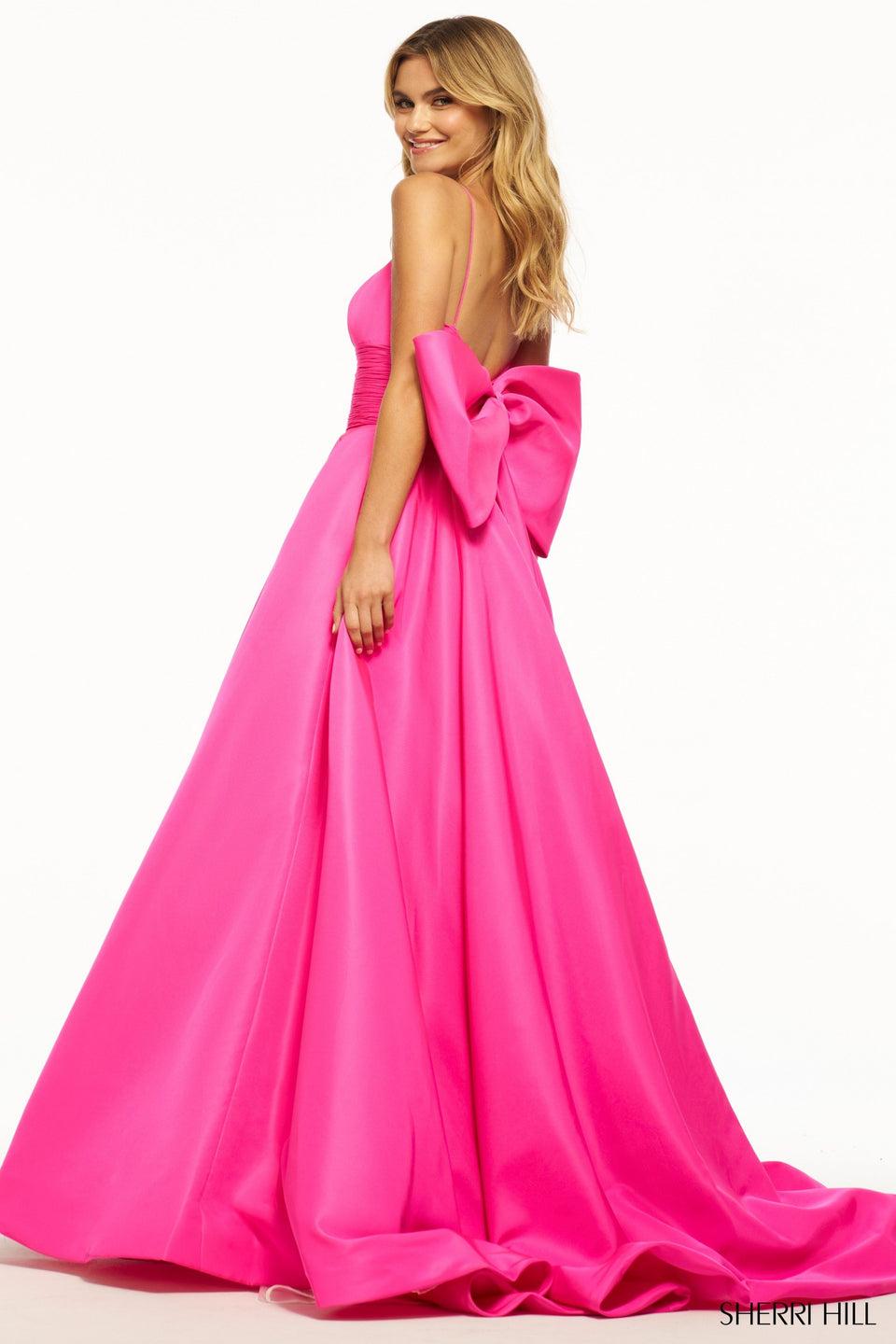 Sherri Hill Taffeta Ball Gown With Bow On Back