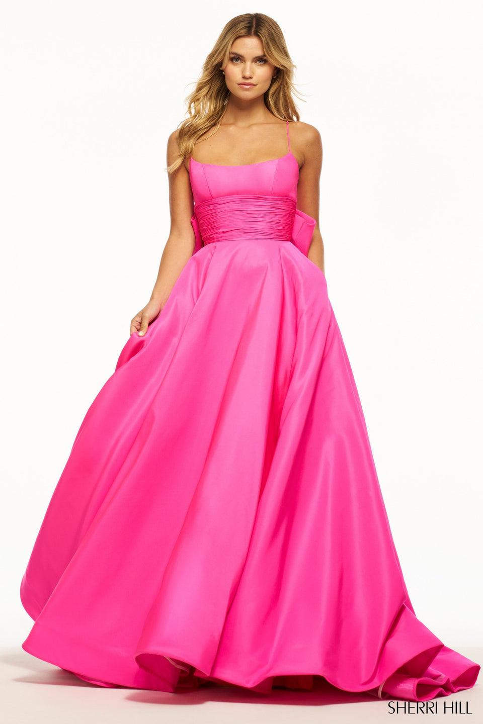 sherri hill Taffeta ball gown with bow on back