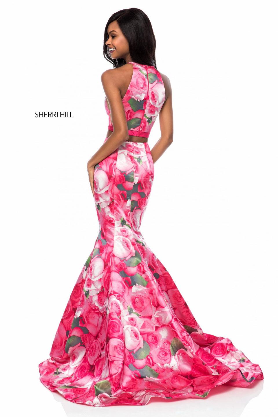 Sherri Hill Two Piece Mermaid With Floral Print