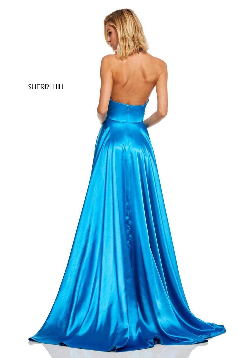 Sherri Hill Silk Charmeuse Gown With A High Neck Lace Bodice And A Slit In The Skirt