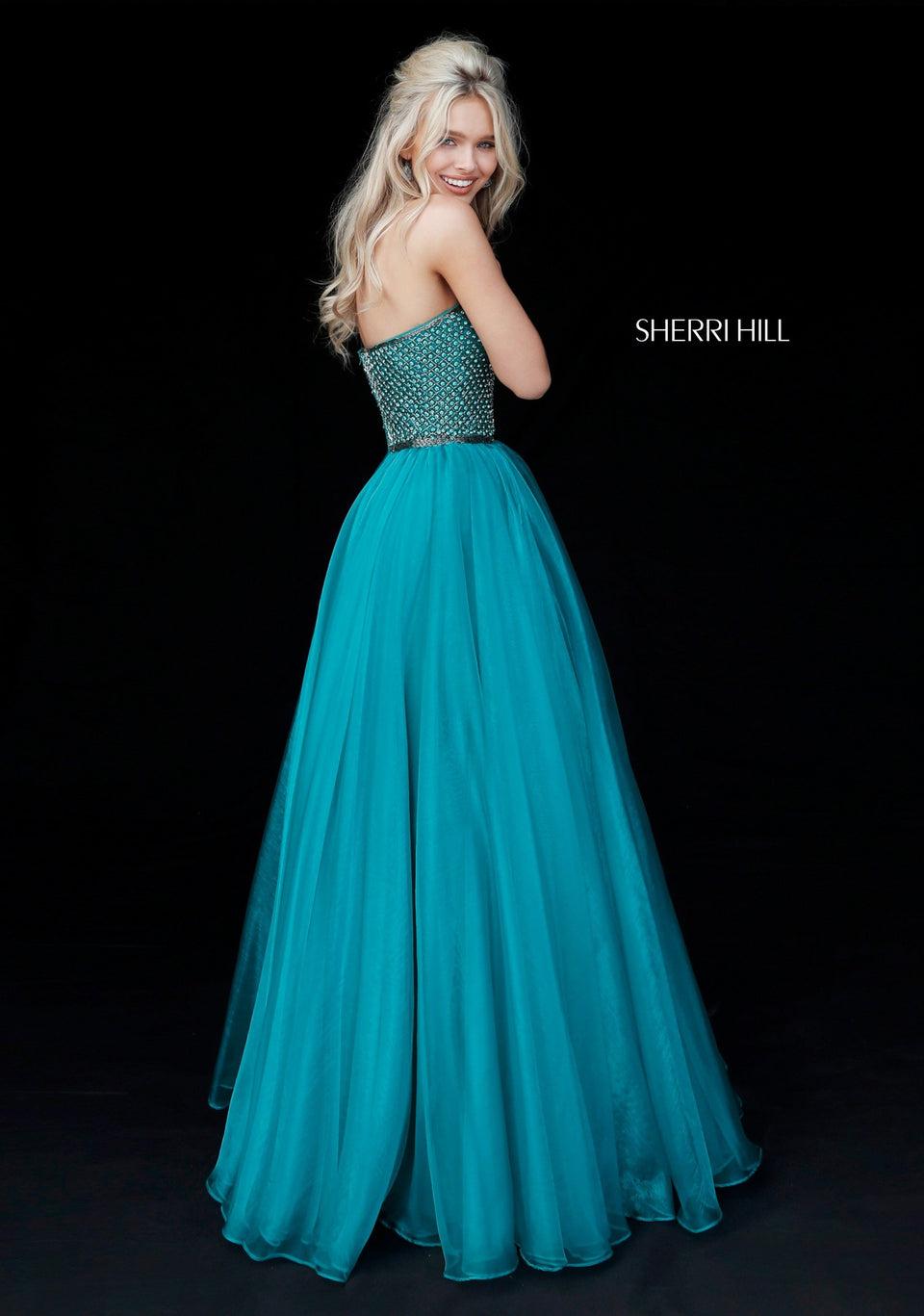 Sherri Hill Strapless Beaded Bodice With Organza A-line Skirt