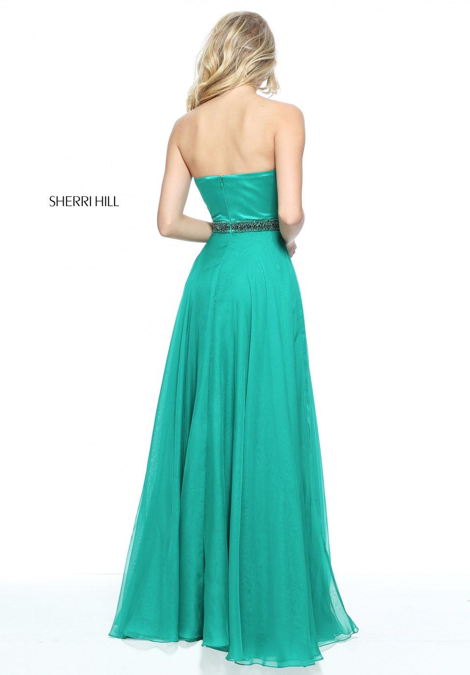 Sherri Hill Strapless Chiffon Dress With A Beaded Bodice