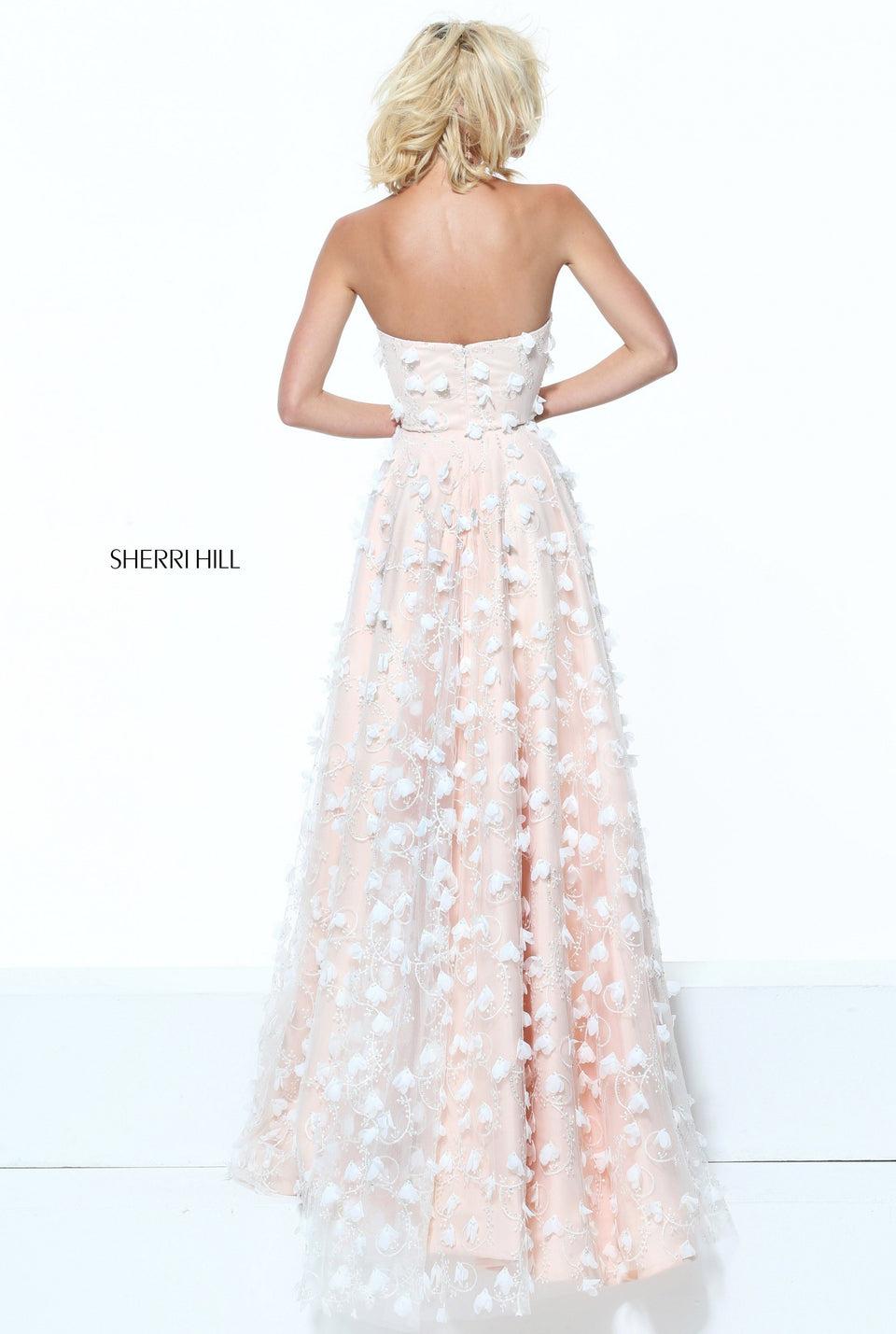 Sherri Hill Strapless High Low Dress With 3D Petals