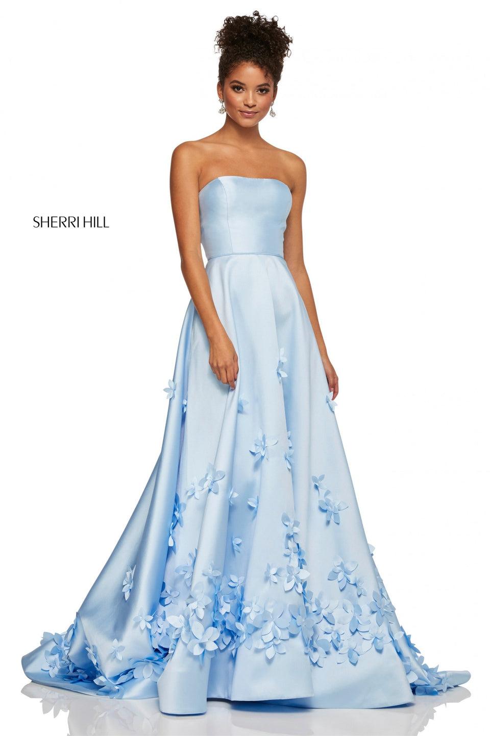 Sherri Hill Strapless Mikado A-line With 3D Floral Applique