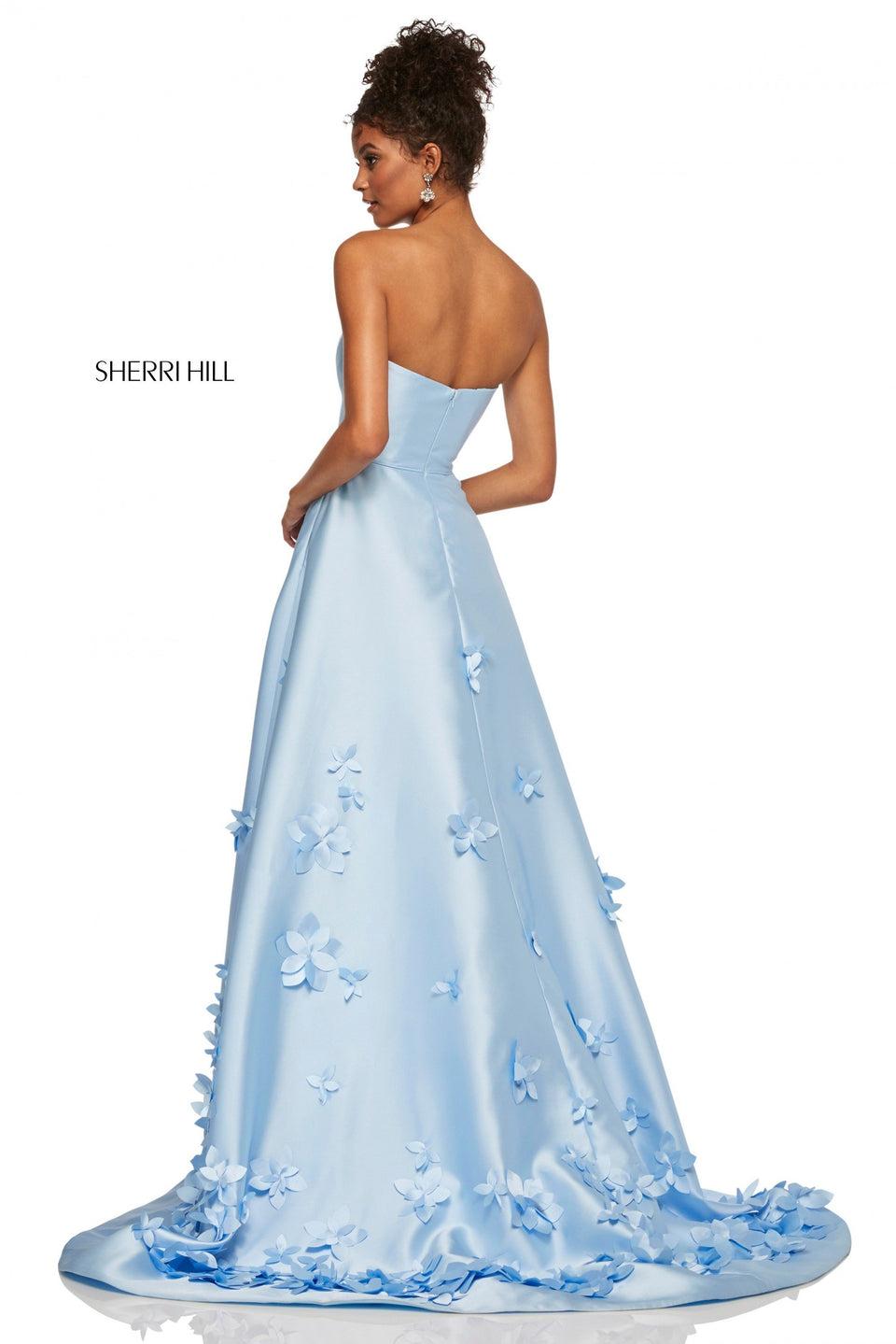 Sherri Hill Strapless Mikado A-line With 3D Floral Applique