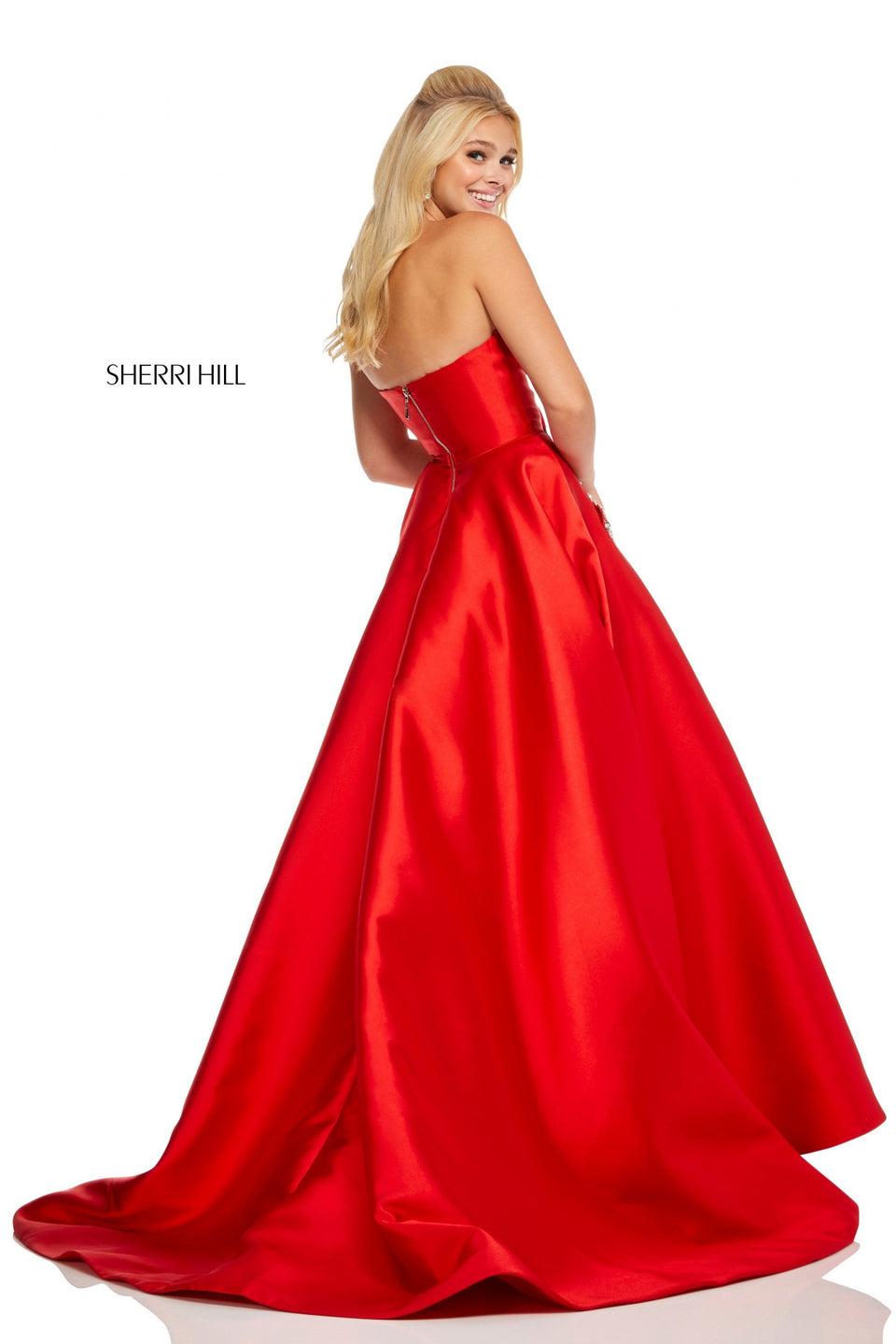 Sherri Hill Strapless Mikado Ball Gown With Beaded Pockets