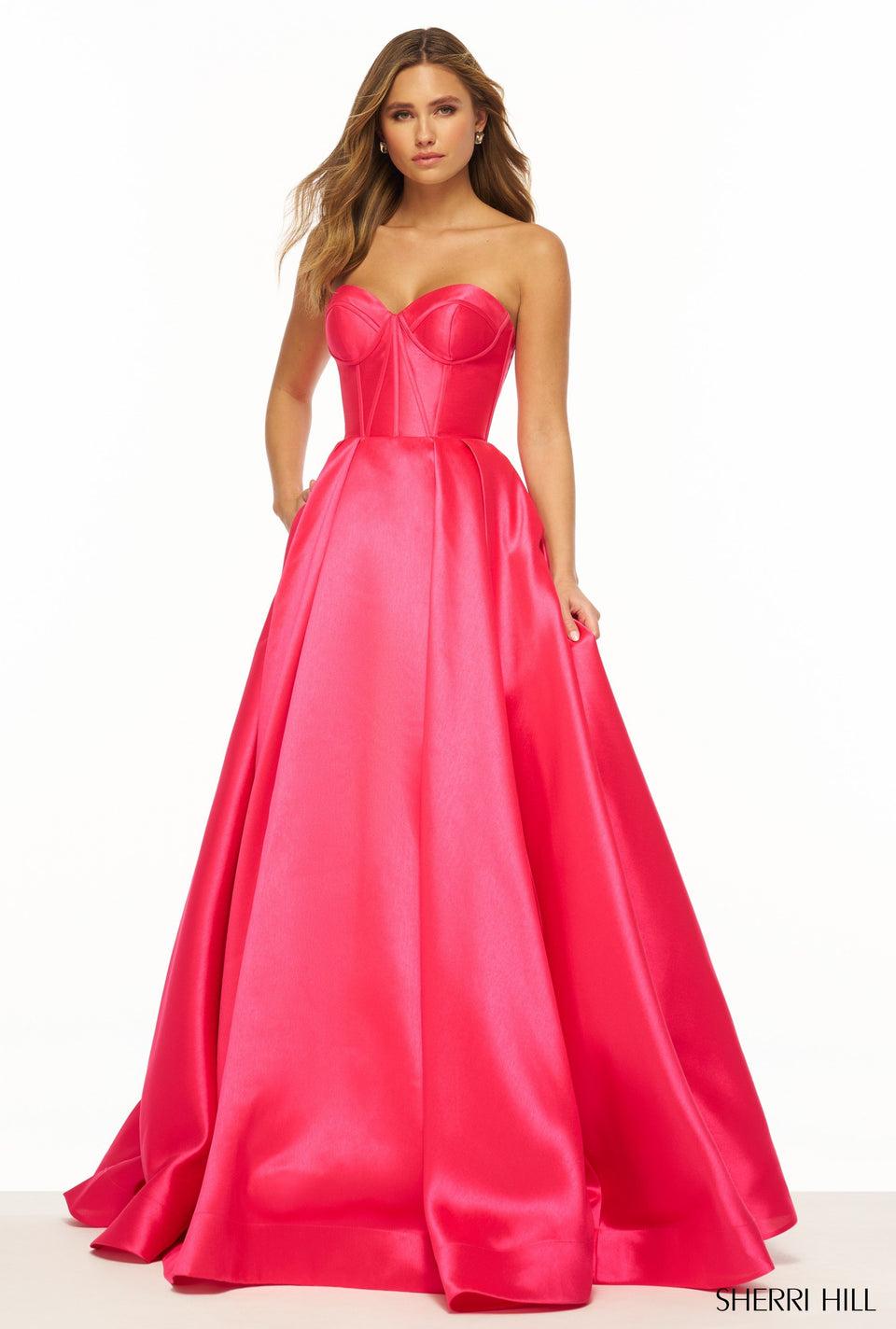 Sherri Hill Strapless Mikado Ball Gown With Corset Bodice
