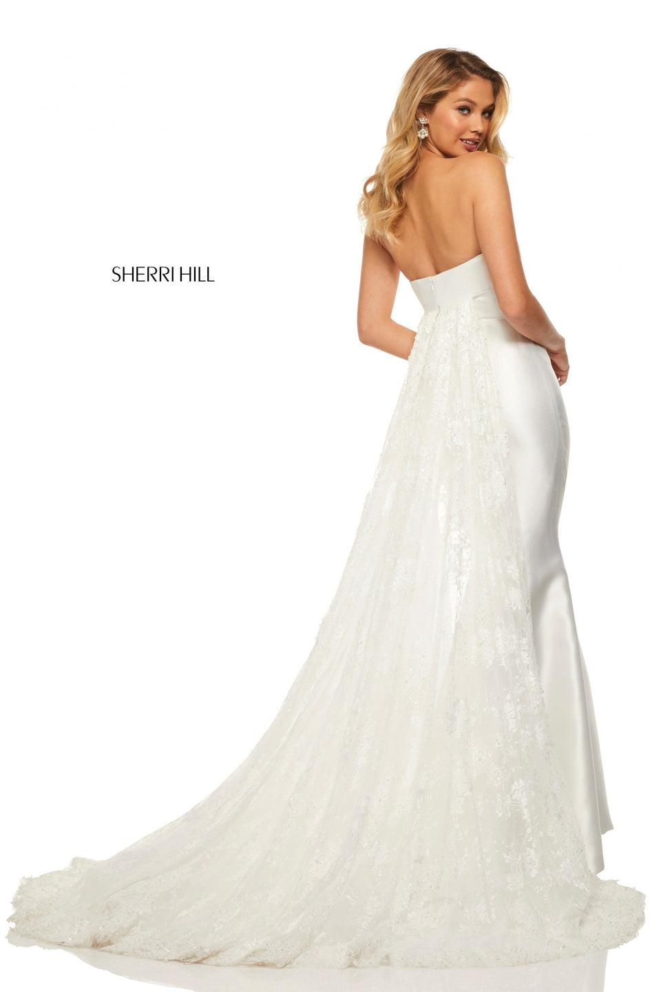 sherri hill Strapless mikado mermaid with a lace train