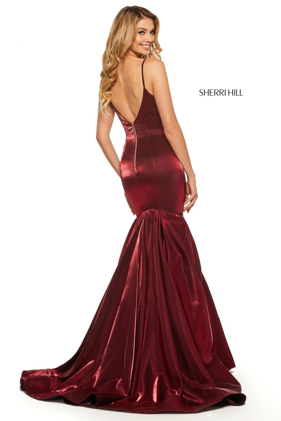 Sherri Hill Strapless Satin Ball Gown With Floral Print Border