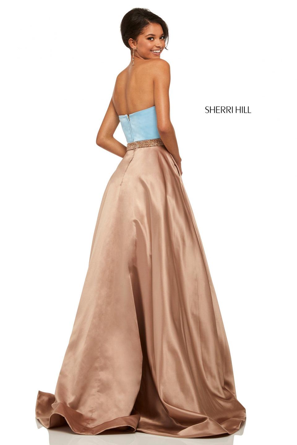 Sherri Hill Strapless Satin Ball Gown With Jewel Encrusted Waistband