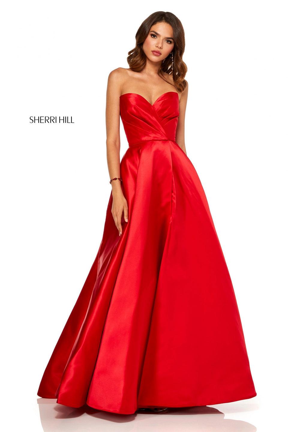 Sherri Hill Strapless Sweetheart Ball Gown With A Slit In The Front