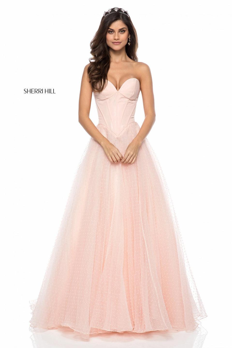 Sherri Hill Strapless Sweetheart Corset With Tulle Ball Gown Skirt