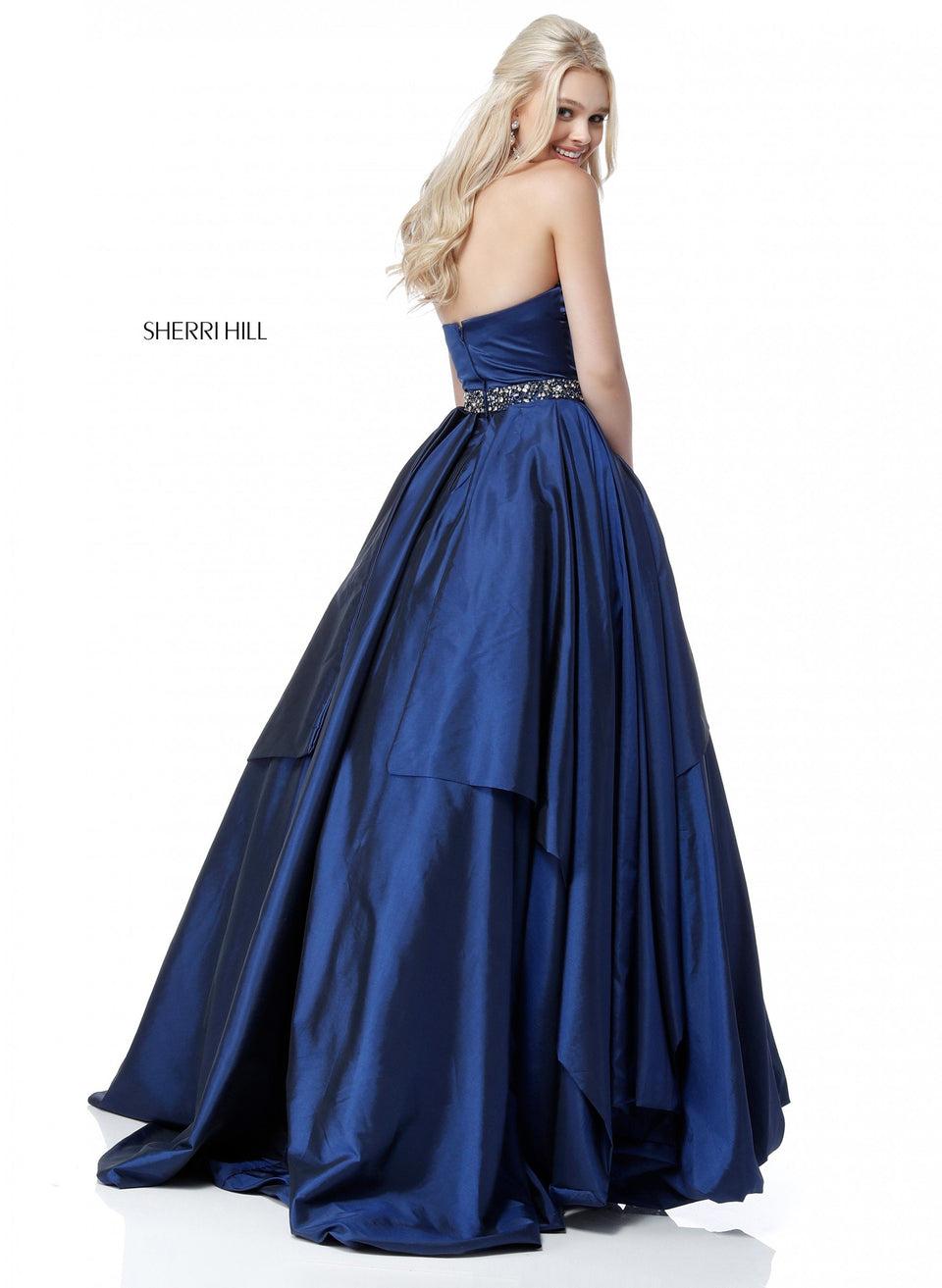 Sherri Hill Strapless Taffeta Ball Gown With Bead Encrusted Belt