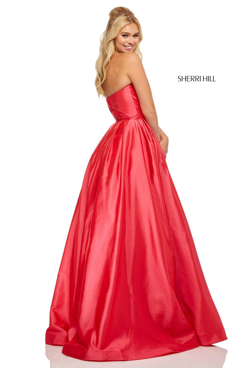 Sherri Hill Strapless Taffeta Ball Gown With Ruched Bodice