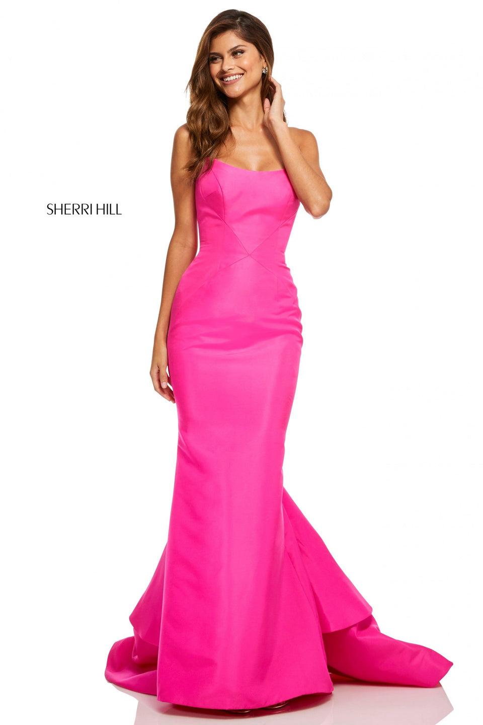 Sherri Hill Strapless Taffeta Mermaid With Fishtail Train